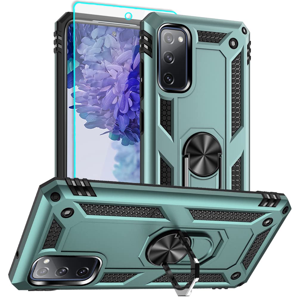 for Samsung Galaxy S20 FE Case, Samsung S20 FE Case with HD Screen Protector, [Military Grade 16ft. Drop Tested] Ring Shockproof Protective Phone Case for Samsung Galaxy S20 FE,Blue