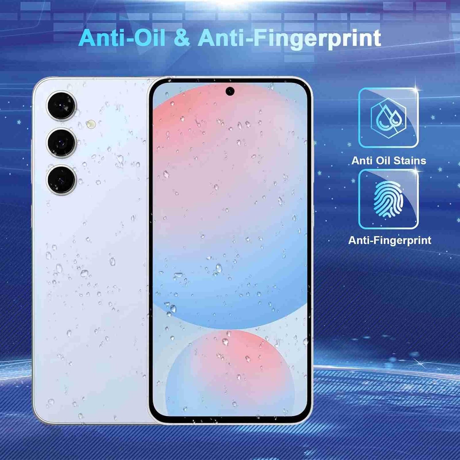 2+2 Pack Privacy Screen Protector Compatible with Galaxy S24 FE 5G - 2 Tempered Film + 2 Camera Lens Glass - High Clarity - Bubble Free - Anti-Spy Protection - Anti-Shatter