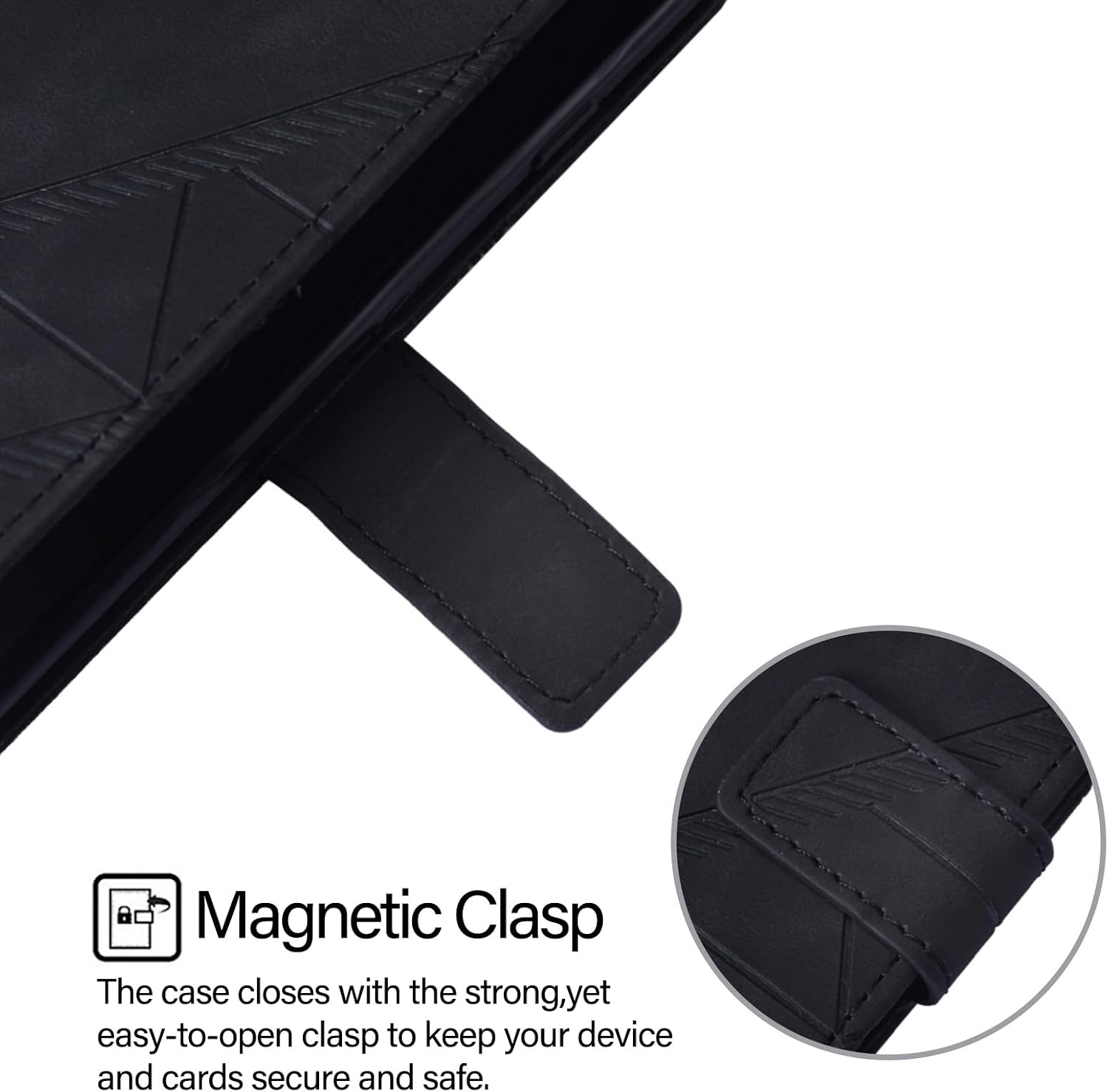 Flip Case for Moto Edge 2024 5G Faux Leather Wallet Holster with Cards Holder Kickstand Magnetic Closure Shockproof Folio Protect Cover for Motorola Edge (2024). Black YBS