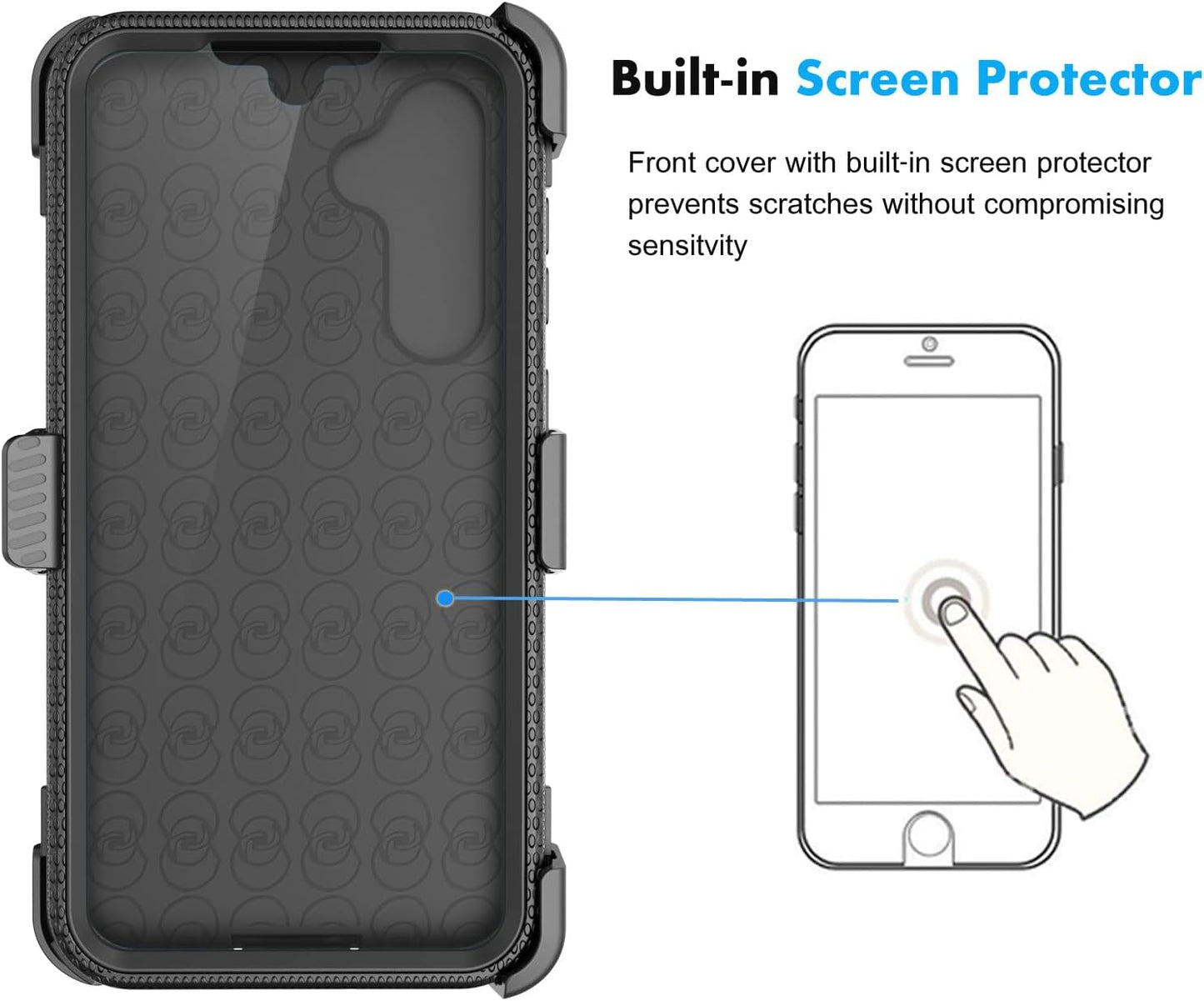 Njjex Rugged Case for Samsung Galaxy S23 FE 5G, for Galaxy S23 FE 5G Case Phone Holster, [Nbeck] Heavy Duty Built-in Screen Protector Swivel Holster Belt Clip Kickstand Hard Shell Cover [Black]