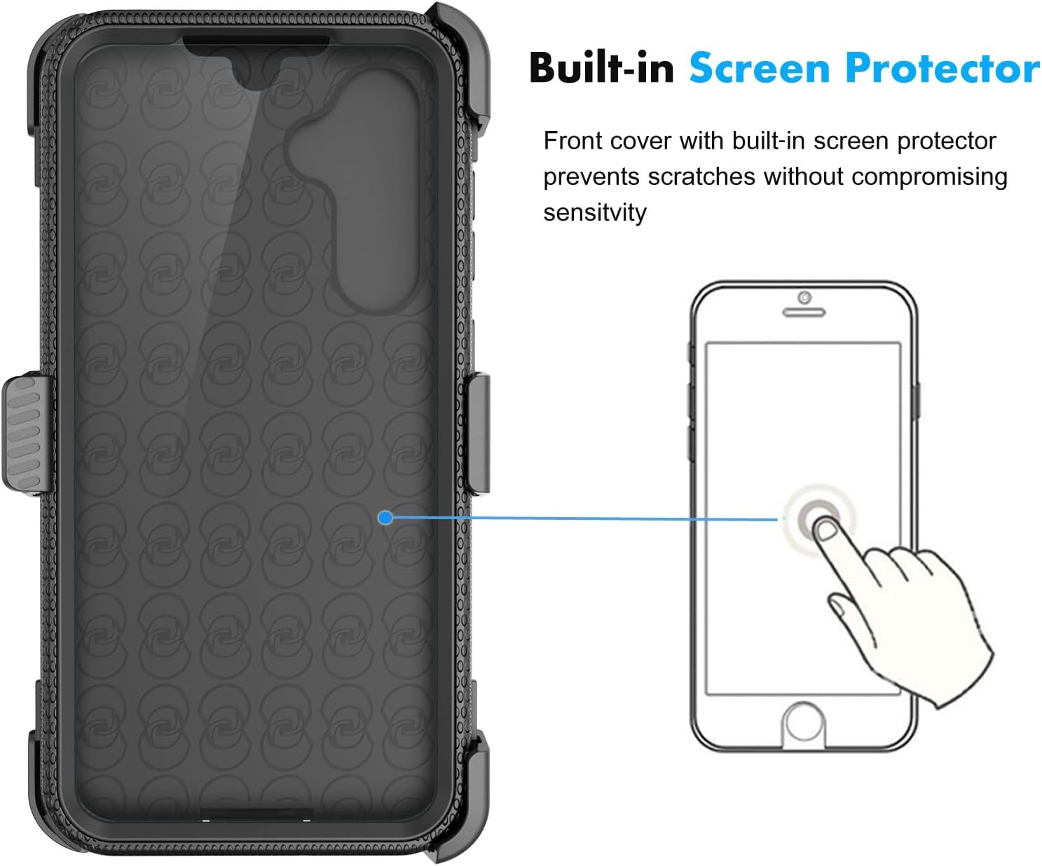 Njjex Rugged Case for Samsung Galaxy S23 FE 5G, for Galaxy S23 FE 5G Case Phone Holster, [Nbeck] Heavy Duty Built-in Screen Protector Swivel Holster Belt Clip Kickstand Hard Shell Cover [Black]