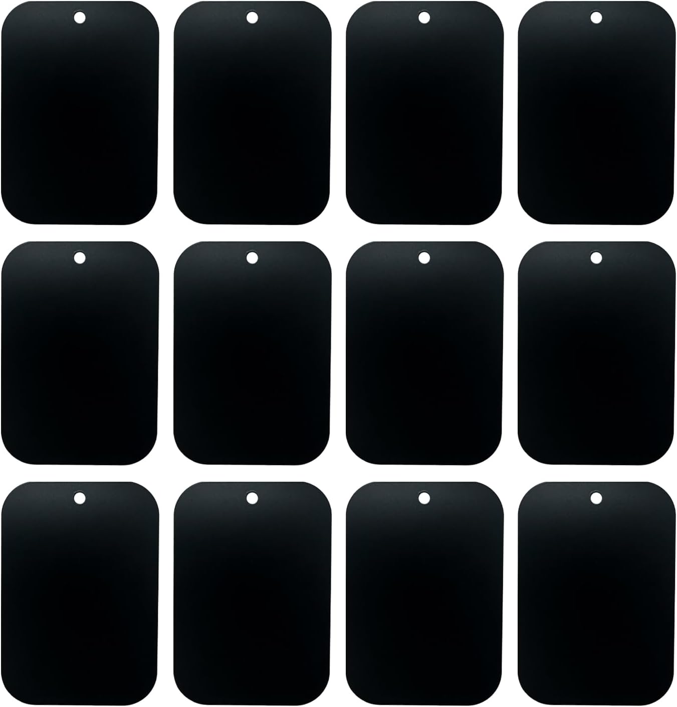 BGJRBY Mount Metal Plate（12Pack） for Magnetic Car Mount Phone Holder with Full Adhesive for Phone Magnet, 12X Rectangular (Black)