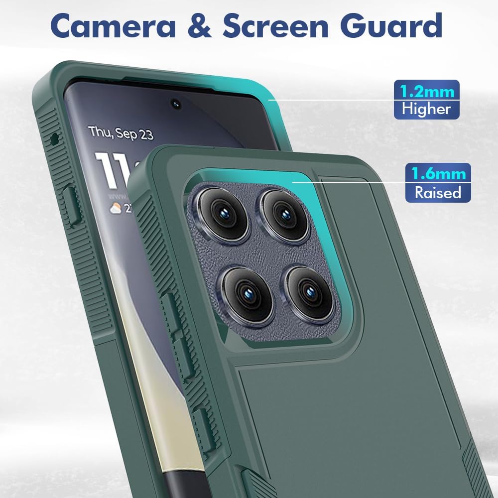 for Motorola Edge 2025 Case, [Military Grade Drop Tested] with Screen Protector, Dual Layer Protective Heavy Duty Cell Phone Cover Non-Slip Shockproof Case for Moto Edge 2025 (Dark Green)