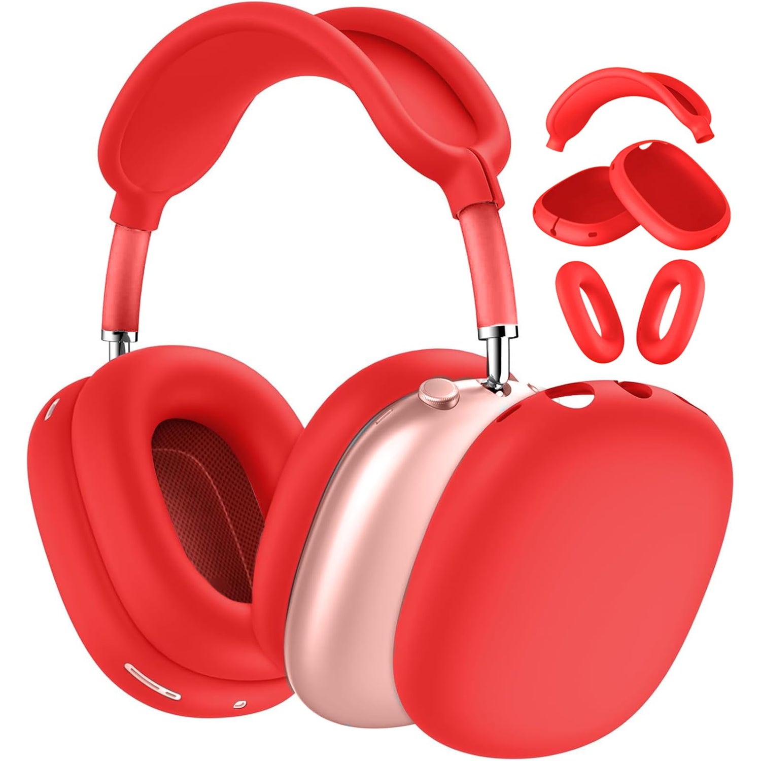 3-in-1 Silicone Case Cover for AirPods Max Headphones, Apple AirPod Max Accessory Protective Cover, Headband/Ear Cups/Ear Pad Covers, Anti-Scratch and Sweatproof