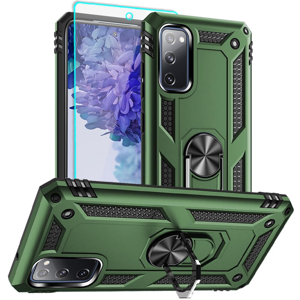 for Samsung Galaxy S20 FE Case, Samsung S20 FE Case with HD Screen Protector, [Military Grade 16ft. Drop Tested] Ring Shockproof Protective Phone Case for Samsung Galaxy S20 FE,Blue