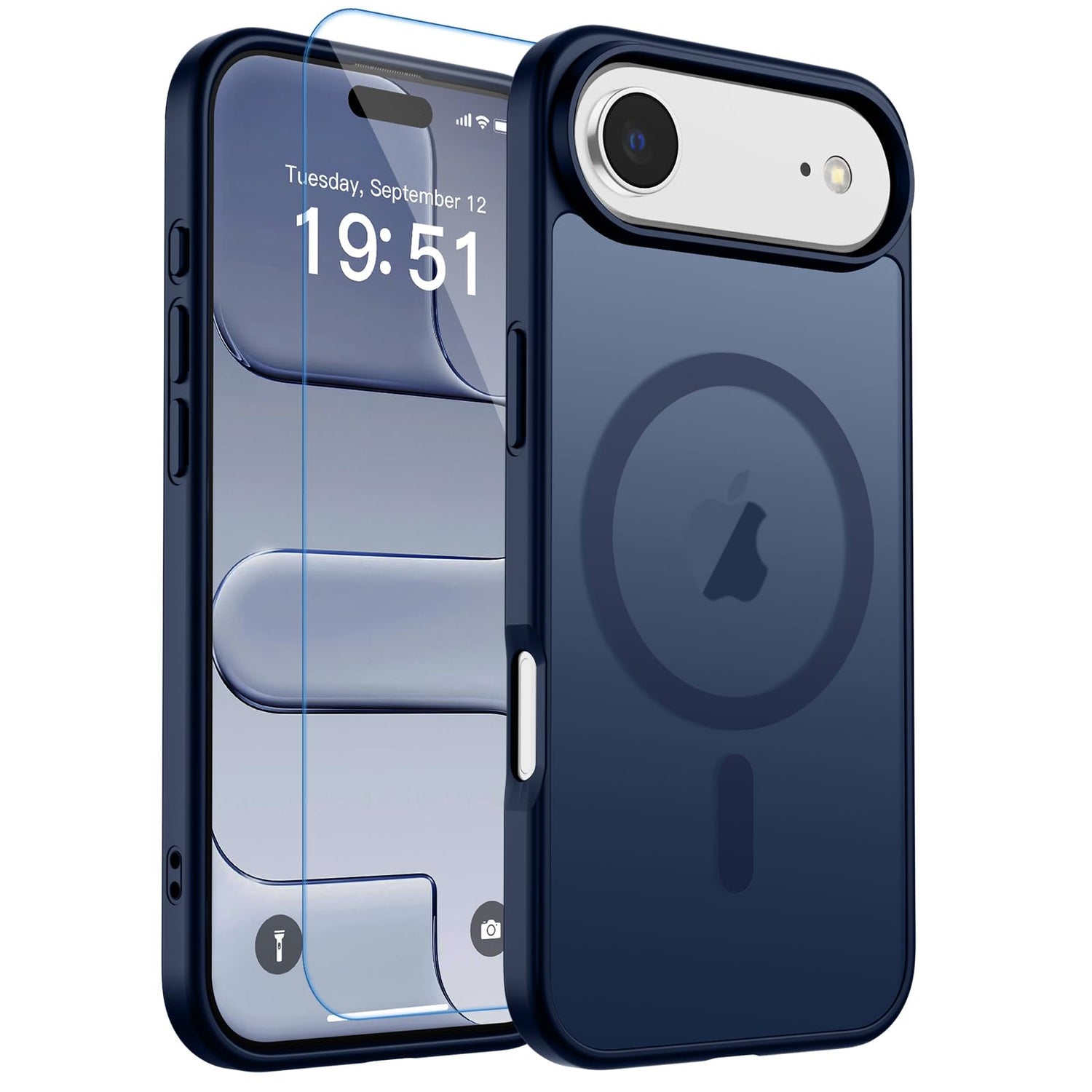 Magnetic for iPhone 17 Case, Upgraded [Camera Control Button] [Full Camera Protection] [with 1 Screen Protector] Translucent Matte Shockproof Protective Phone Cover, Mist Blue