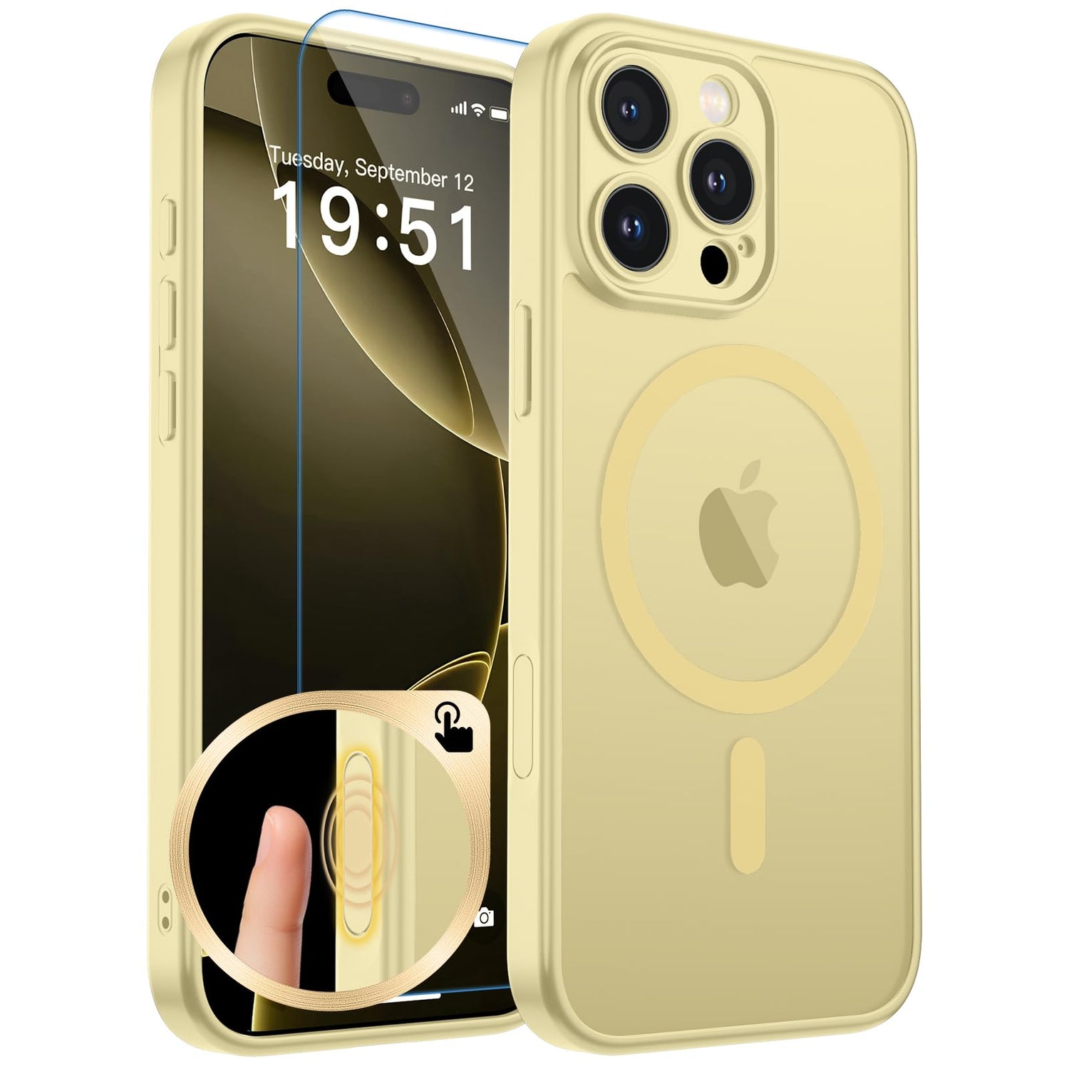 Magnetic for iPhone 17 Case, Upgraded [Camera Control Button] [Full Camera Protection] [with 1 Screen Protector] Translucent Matte Shockproof Protective Phone Cover, Mist Blue