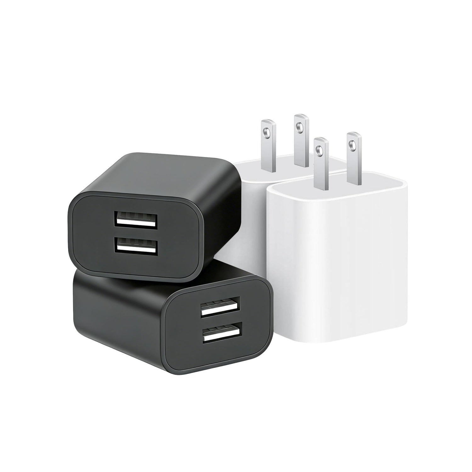 USB Wall Charger,4 Pack Dual Port Plug Adapter for Wall Outlet Charging Block, USB Power Adapter for iPhone 14/13/12/11 Pro/Pro Max, XS/XR/X,Galaxy, Pixel, Moto and Android Phones (White)