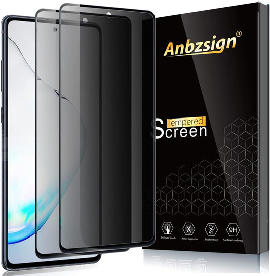 Anbzsign [2 Pack] Samsung Galaxy Note 10 lite / A81 / Galaxy S10 Lite (6.7 inch) Privacy Screen Protector, [Full Coverage] [Case Friendly] Anti-Spy 9H Hardness Tempered Glass