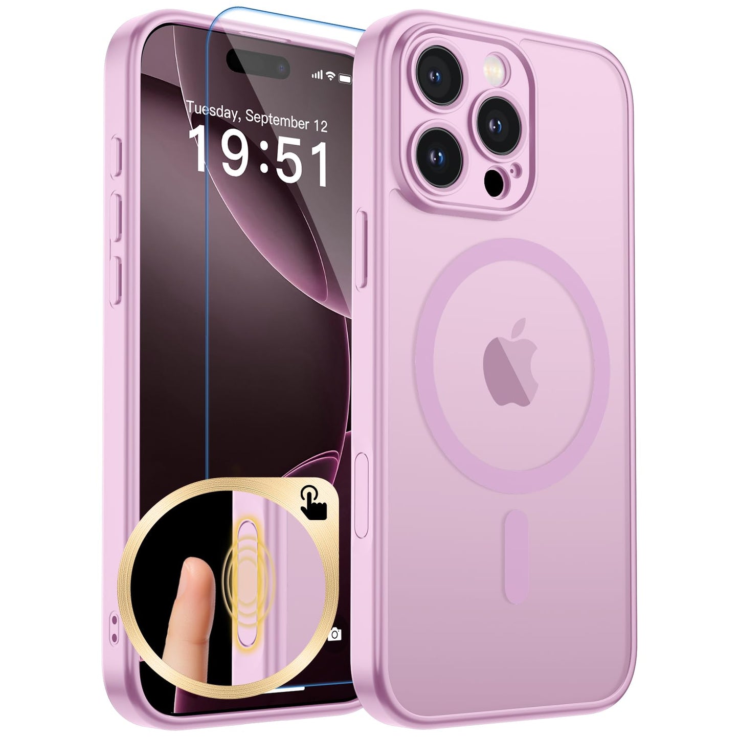 Magnetic for iPhone 17 Case, Upgraded [Camera Control Button] [Full Camera Protection] [with 1 Screen Protector] Translucent Matte Shockproof Protective Phone Cover, Mist Blue