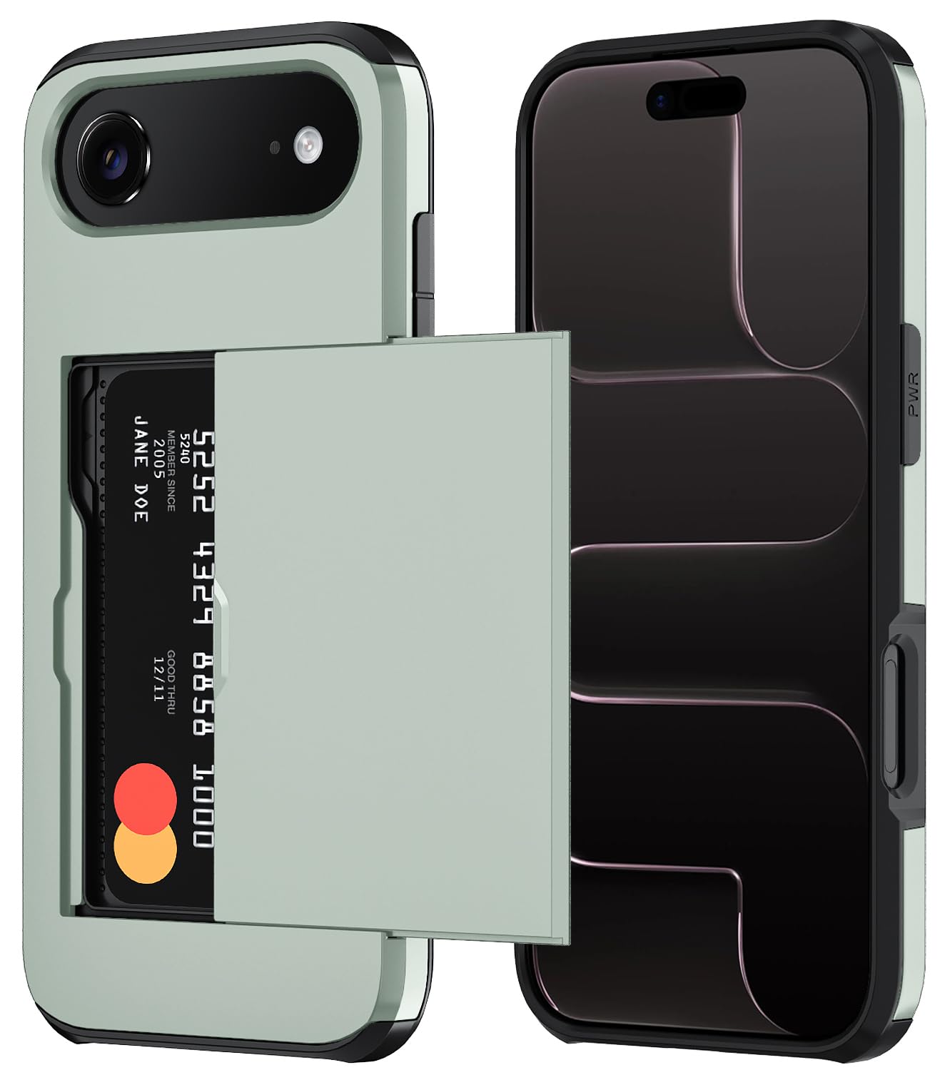 Qinmay Compatible with iPhone 17 Case Wallet,Built-in Card Holder, Heavy Duty Protective Dual Layer Shockproof Hidden Card Slot Slim Wallet Phone Cover for iPhone 17 ，Black