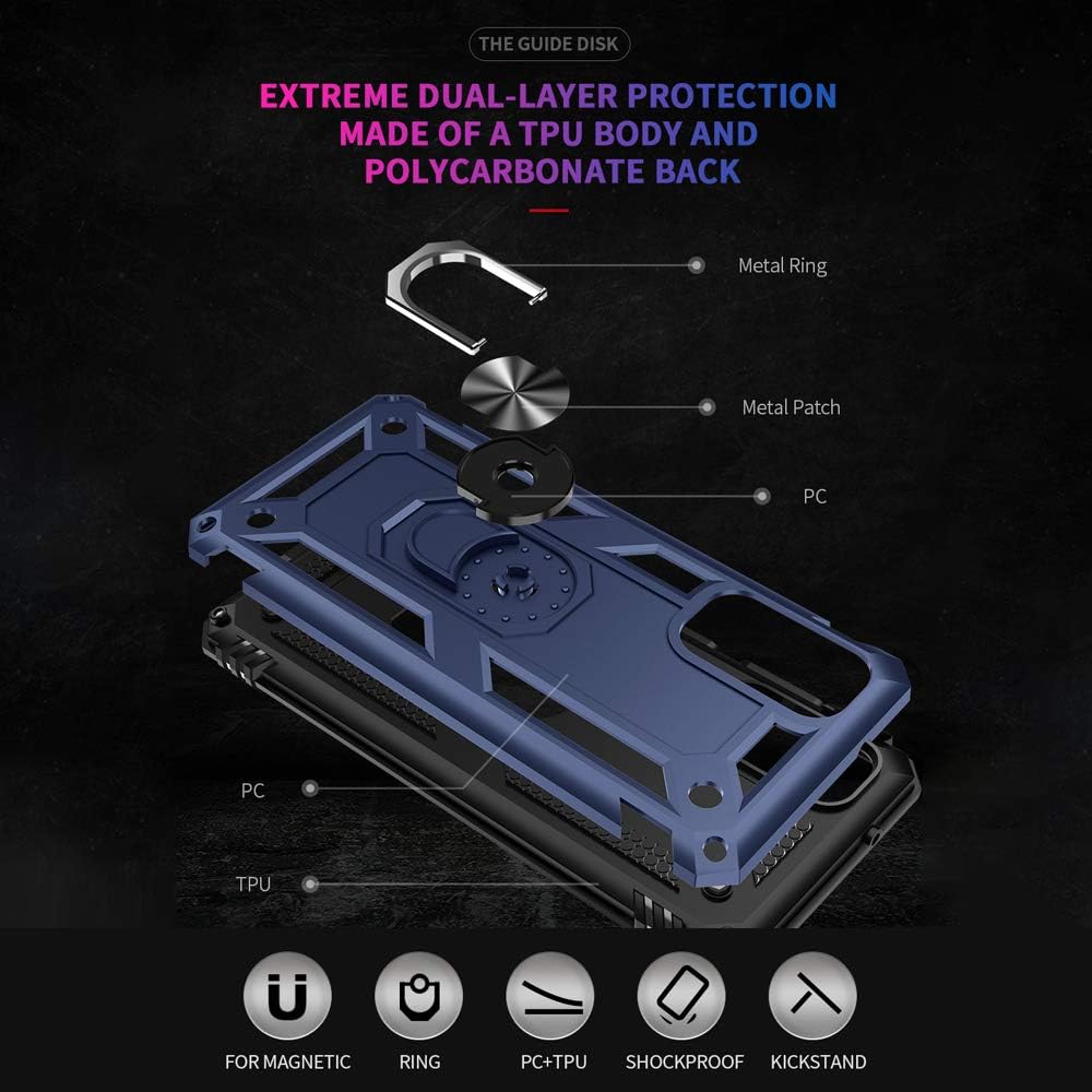 for Samsung Galaxy S20 FE Case, Samsung S20 FE Case with HD Screen Protector, [Military Grade 16ft. Drop Tested] Ring Shockproof Protective Phone Case for Samsung Galaxy S20 FE,Blue