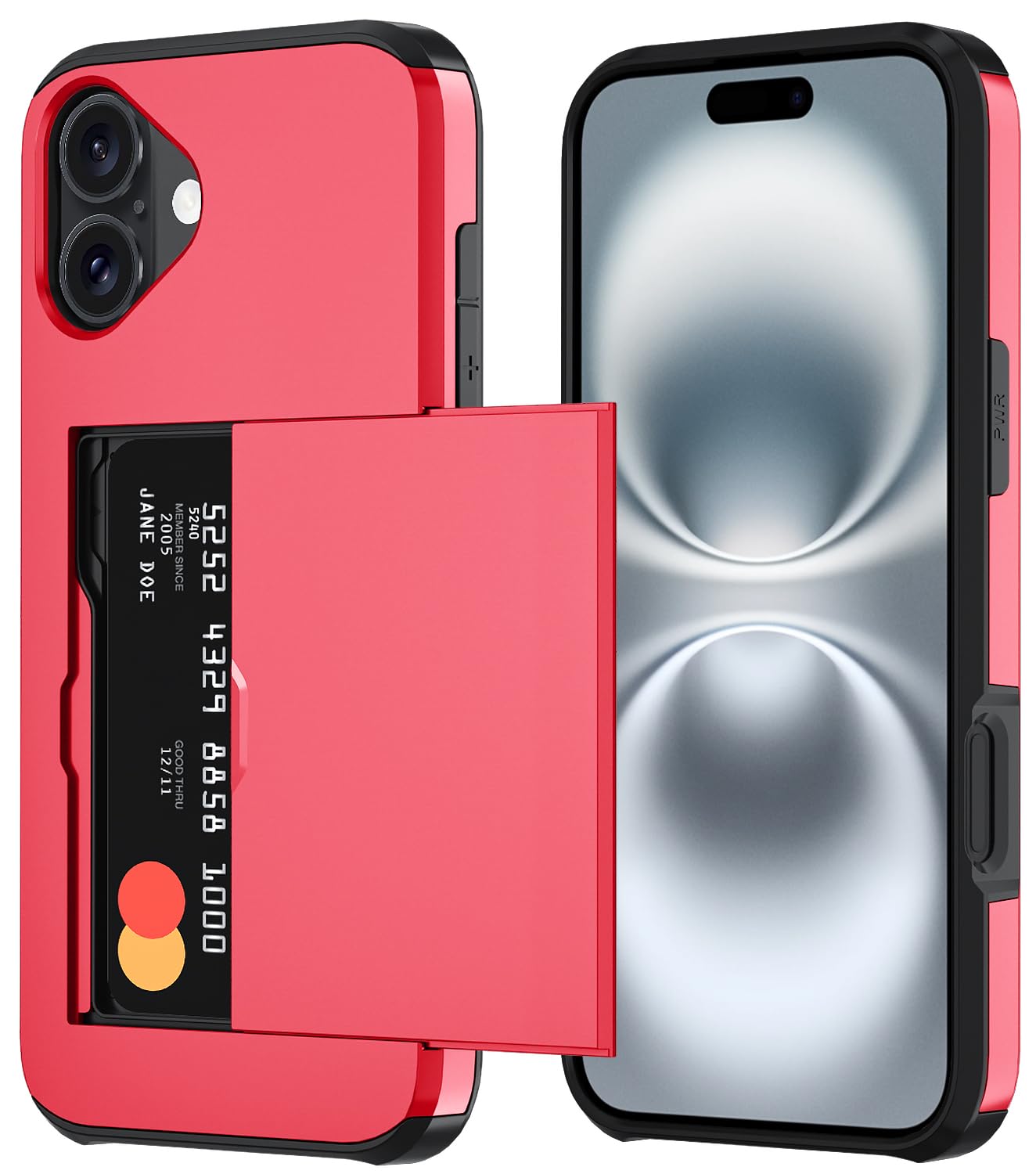 Qinmay Compatible with iPhone 17 Case Wallet,Built-in Card Holder, Heavy Duty Protective Dual Layer Shockproof Hidden Card Slot Slim Wallet Phone Cover for iPhone 17 ，Black