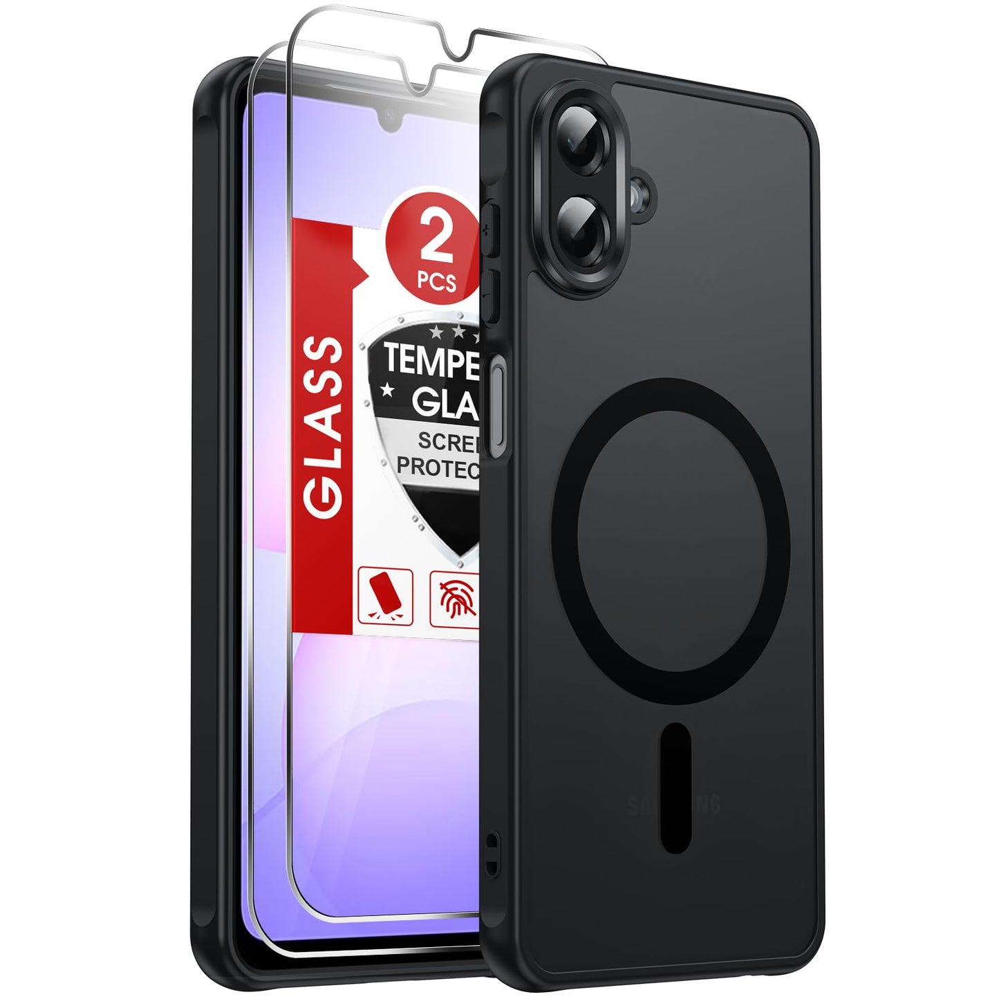 LeYi for Samsung Galaxy A37-5G Phone Case [Magnet Fit] Slim Frosted, Black