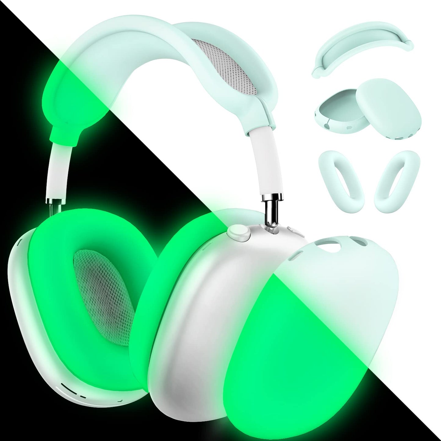 Silicone Case Cover for AirPods Max Headphones, Ear Pad Case Cover/Ear Cups Cover/Headband Cover for AirPod Max (USB-C/Lightning)(2024/2020),Accessories Silicone Protector for Apple AirPods Max, Black