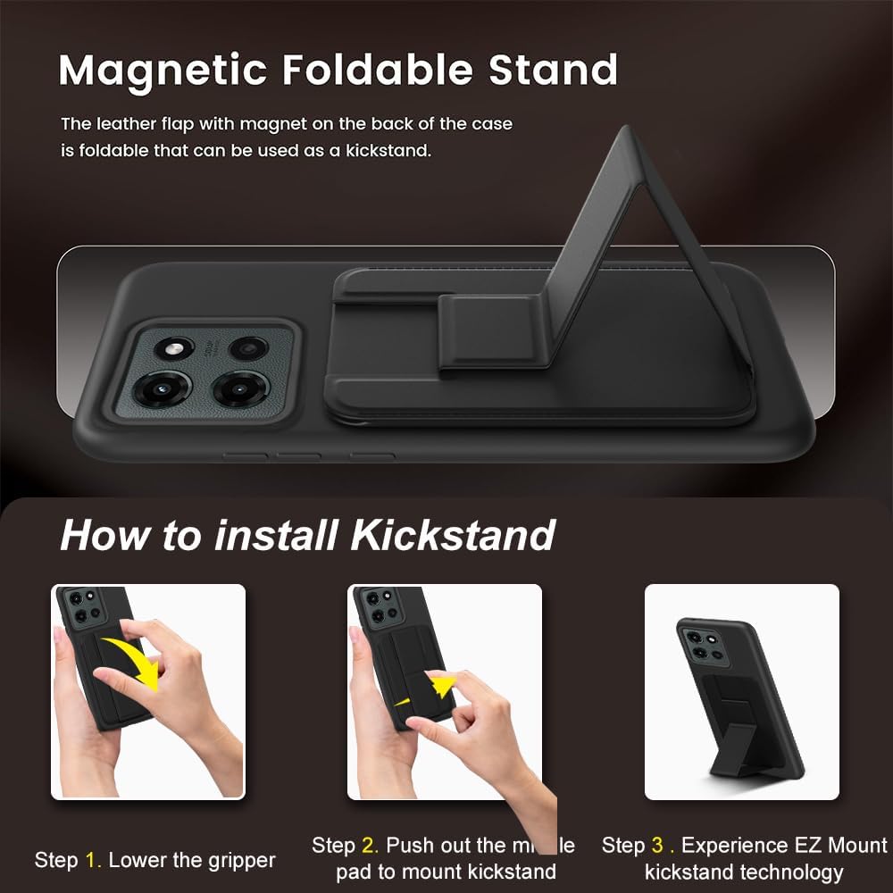 Compatible for Motorola Moto G 2026/2025,Moto G Play 2026 Case, Multi-Functional Magnetic Folding Card Holder/Slots Kickstand/Stand Wallet Shockproof Protective Case for Moto G 5G 2025 2026 - Black