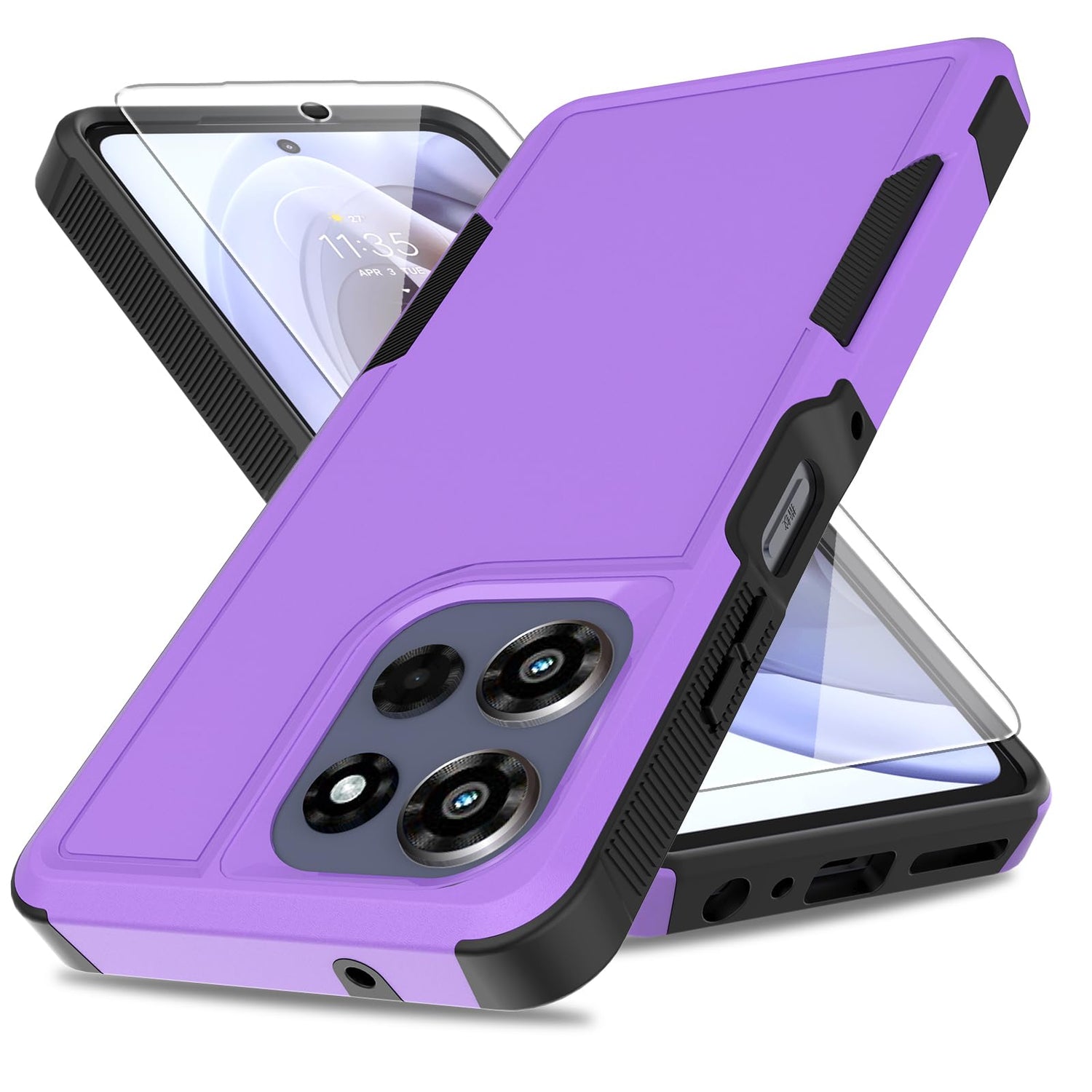 for Motorola Moto G Power 5G 2026 Case, Dual Layer Protective Heavy DutyNon-Slip [Military Grade 16ft.Drop Tested] with HD Screen Protector, Shockproof Rugged Phone Case (Dark Green)