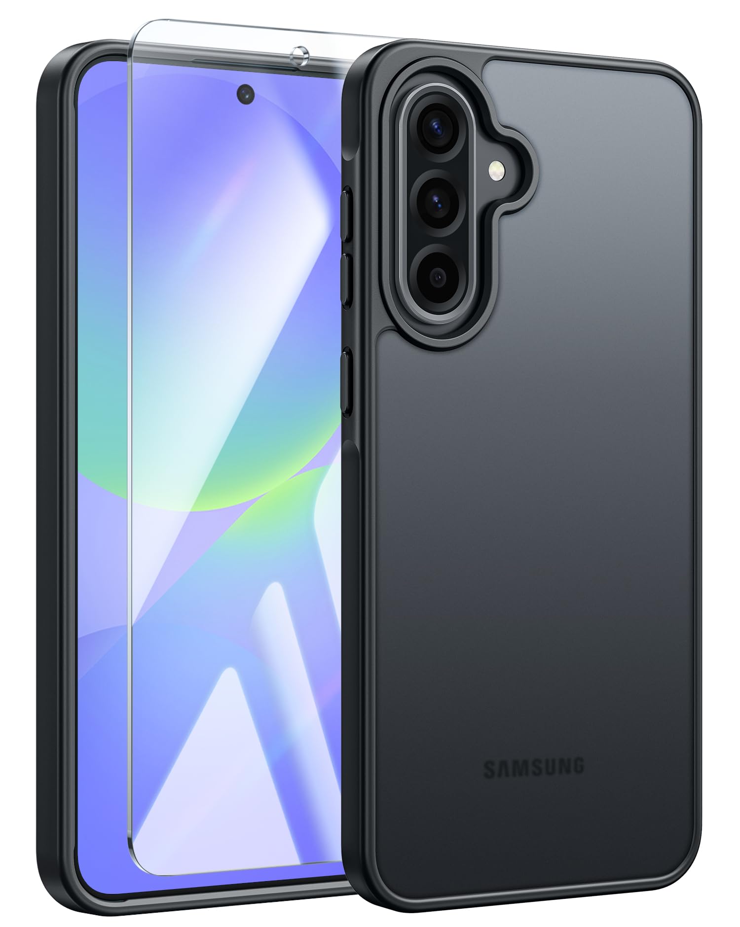 FNTCASE Samsung Galaxy A16-5G Case Cell Phone Cover Black | Magnetic, Matte Textured, Military Grade Drop Protection, Translucent, Slim, Rugged, Durable, Shockproof, Protective Bumper, 6.7 inches