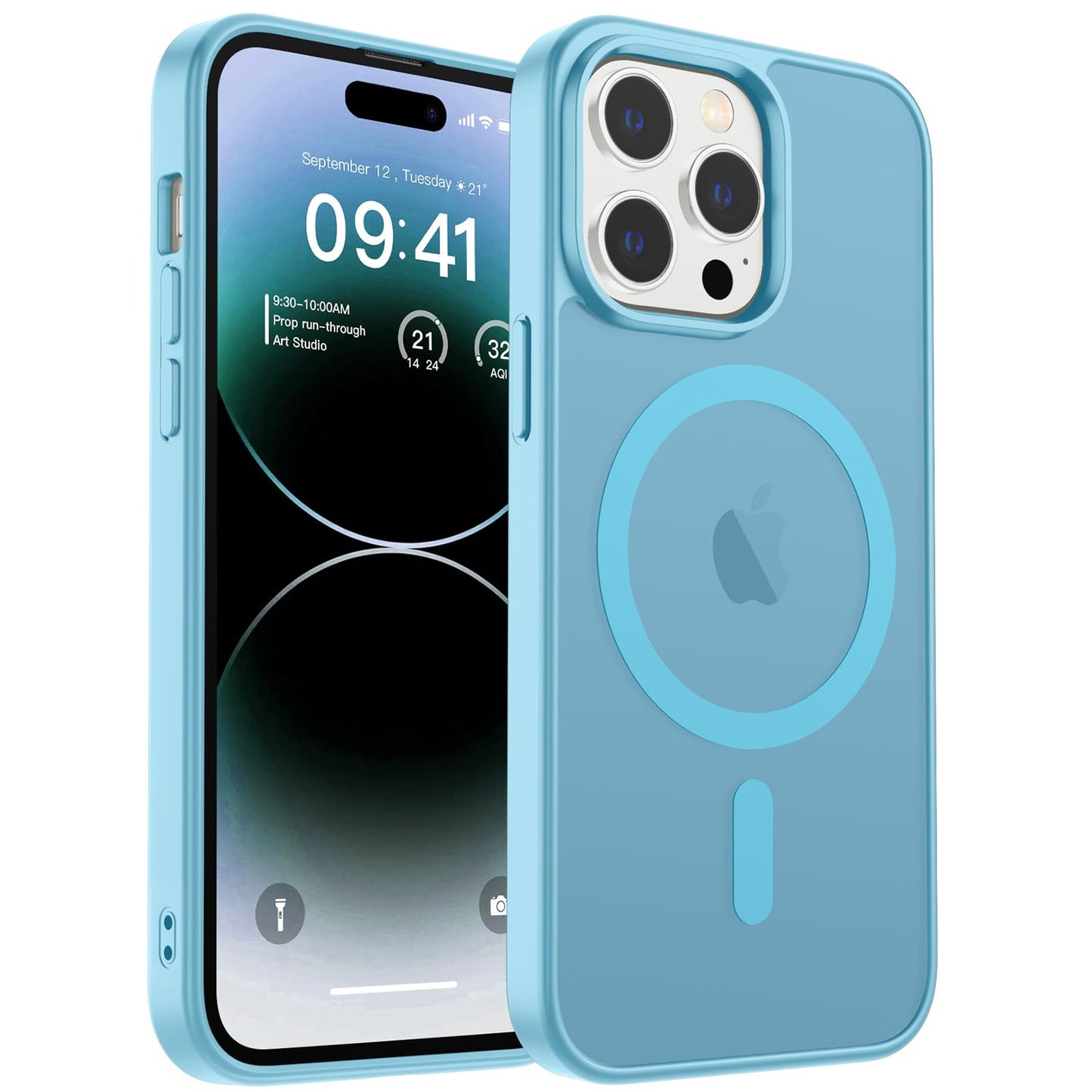 Magnetic for iPhone 17 Case, Upgraded [Camera Control Button] [Full Camera Protection] [with 1 Screen Protector] Translucent Matte Shockproof Protective Phone Cover, Mist Blue
