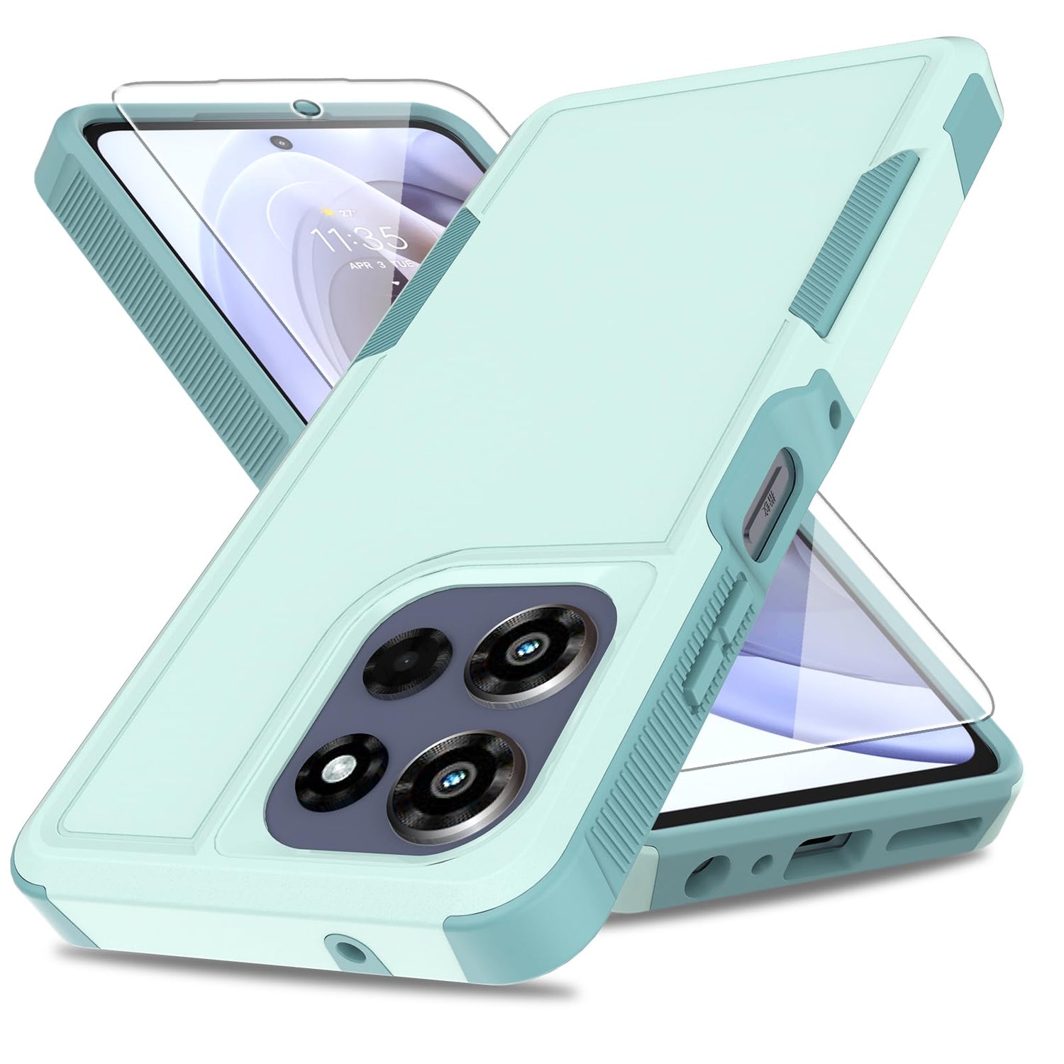 for Motorola Moto G Power 5G 2026 Case, Dual Layer Protective Heavy DutyNon-Slip [Military Grade 16ft.Drop Tested] with HD Screen Protector, Shockproof Rugged Phone Case (Dark Green)