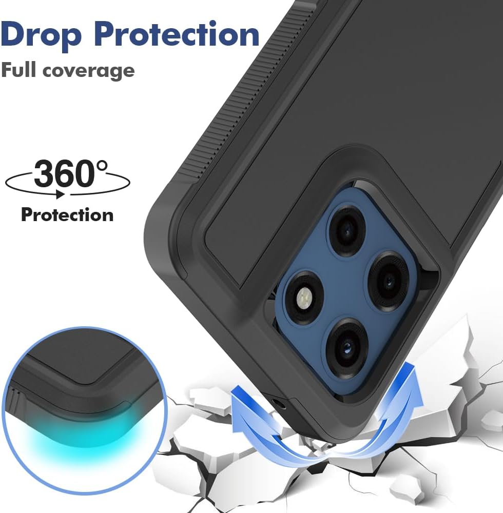 for Moto G Stylus 2025/2026 Case: Dual Layer Protective Heavy Duty Cell Phone Cover Shockproof Rugged with Screen Protector - Military Protection Bumper Tough - for G Stylus 2025/2026, Black
