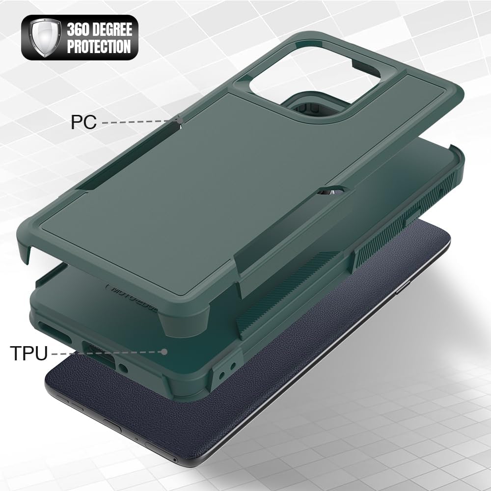 for Motorola Edge 2025 Case, [Military Grade Drop Tested] with Screen Protector, Dual Layer Protective Heavy Duty Cell Phone Cover Non-Slip Shockproof Case for Moto Edge 2025 (Dark Green)