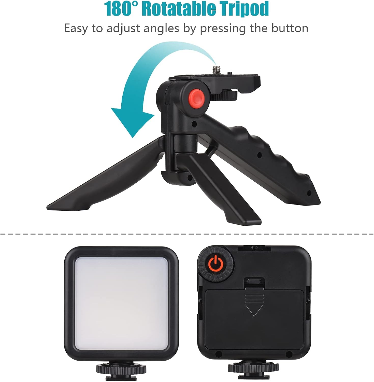 Andoer Smartphone Vlog Kit Mini LED Video Light + Cardioid Microphone + Extendable Phone Clip + Tripod with Adjustable Brightness for Live Stream Vlog Video Shooting Video Conference Selfie