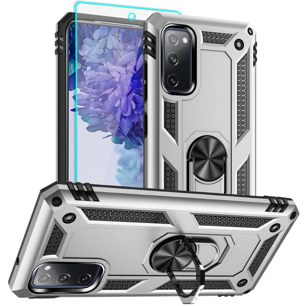 for Samsung Galaxy S20 FE Case, Samsung S20 FE Case with HD Screen Protector, [Military Grade 16ft. Drop Tested] Ring Shockproof Protective Phone Case for Samsung Galaxy S20 FE,Blue