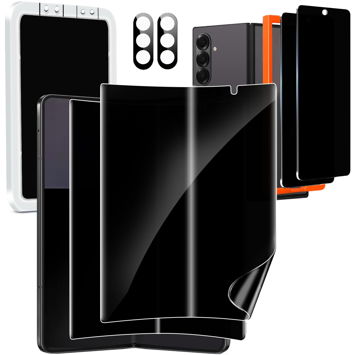 Milomdoi 3 Pack Privacy Screen Protector for Samsung Galaxy S25 Ultra Tempered Glass with 3 Pack Camera Lens Protector, Ultra 9H Accessories [Support Fingerprint Unlock] Black