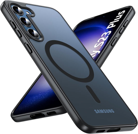 OWKEY Bumper Cover for Samsung Galaxy S23 Plus Black | 6.6'', Translucent, Slim, Magsafe Compatible, Military Grade Shockproof