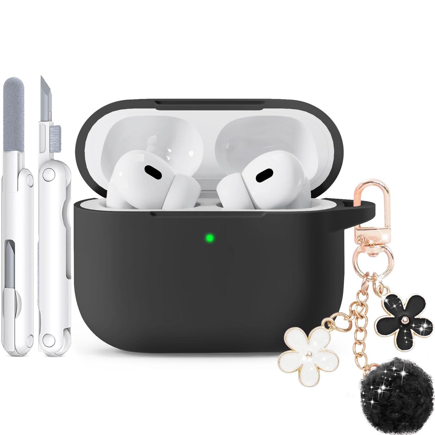 for AirPods Pro 3 Case 2025, Soft Silicone Case with Cleaner & Keychain for Women Girly, Compatible with Apple Airpods Pro 3rd Generation Cases Cover, Full Protection, Led Visible