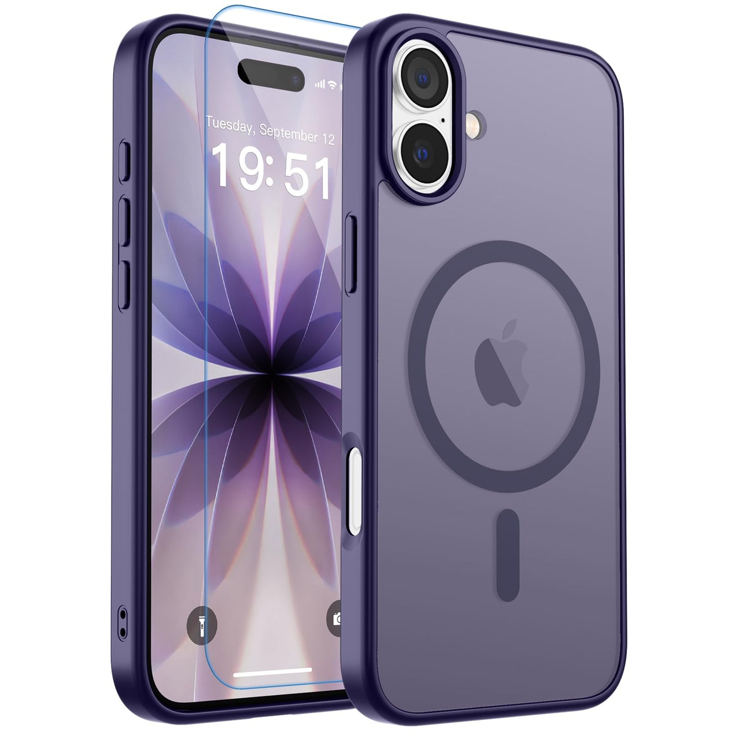 Magnetic for iPhone 17 Case, Upgraded [Camera Control Button] [Full Camera Protection] [with 1 Screen Protector] Translucent Matte Shockproof Protective Phone Cover, Mist Blue