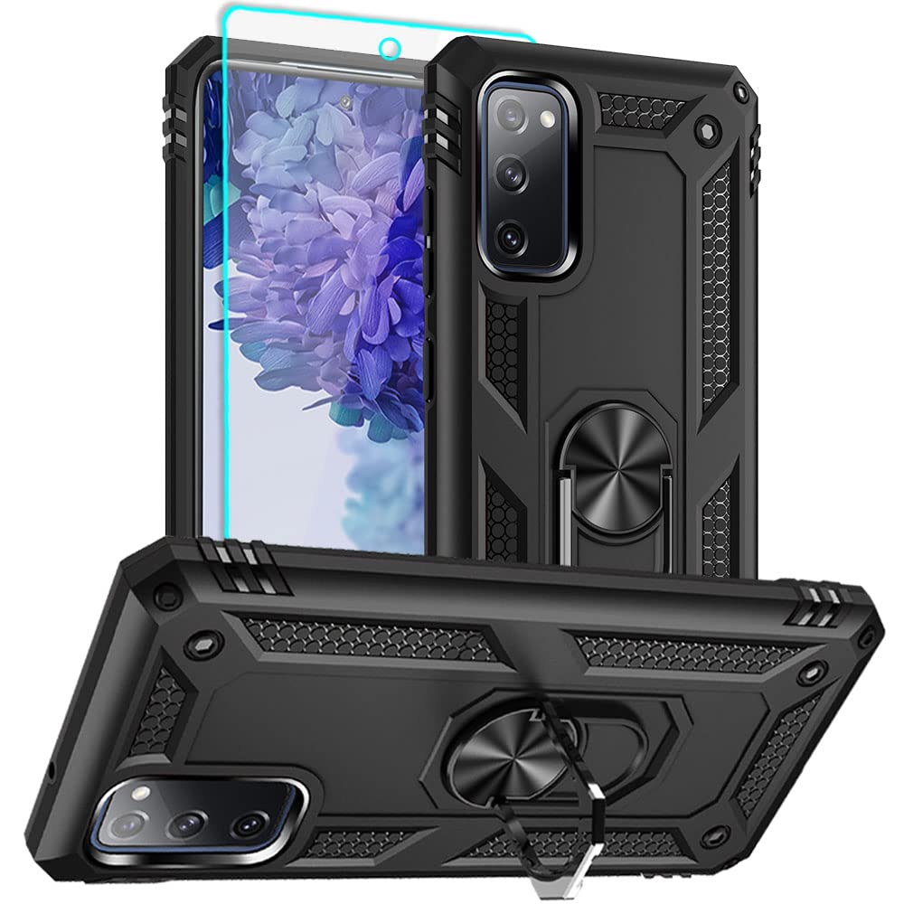 for Samsung Galaxy S20 FE Case, Samsung S20 FE Case with HD Screen Protector, [Military Grade 16ft. Drop Tested] Ring Shockproof Protective Phone Case for Samsung Galaxy S20 FE,Blue