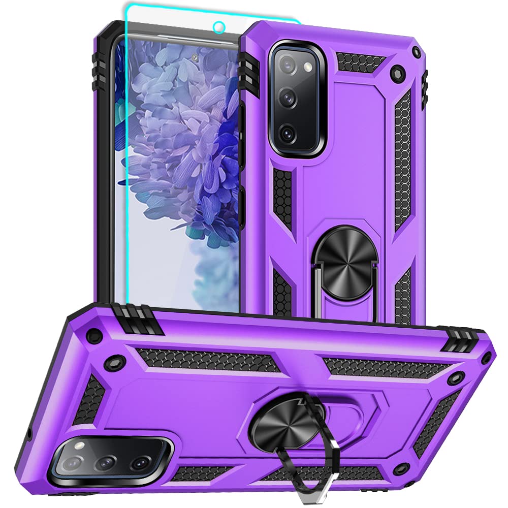 for Samsung Galaxy S20 FE Case, Samsung S20 FE Case with HD Screen Protector, [Military Grade 16ft. Drop Tested] Ring Shockproof Protective Phone Case for Samsung Galaxy S20 FE,Blue