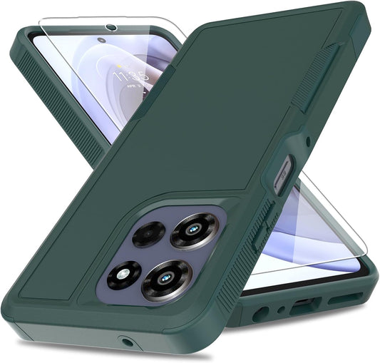 for Motorola Moto G Power 5G 2026 Case, Dual Layer Protective Heavy DutyNon-Slip [Military Grade 16ft.Drop Tested] with HD Screen Protector, Shockproof Rugged Phone Case (Dark Green)