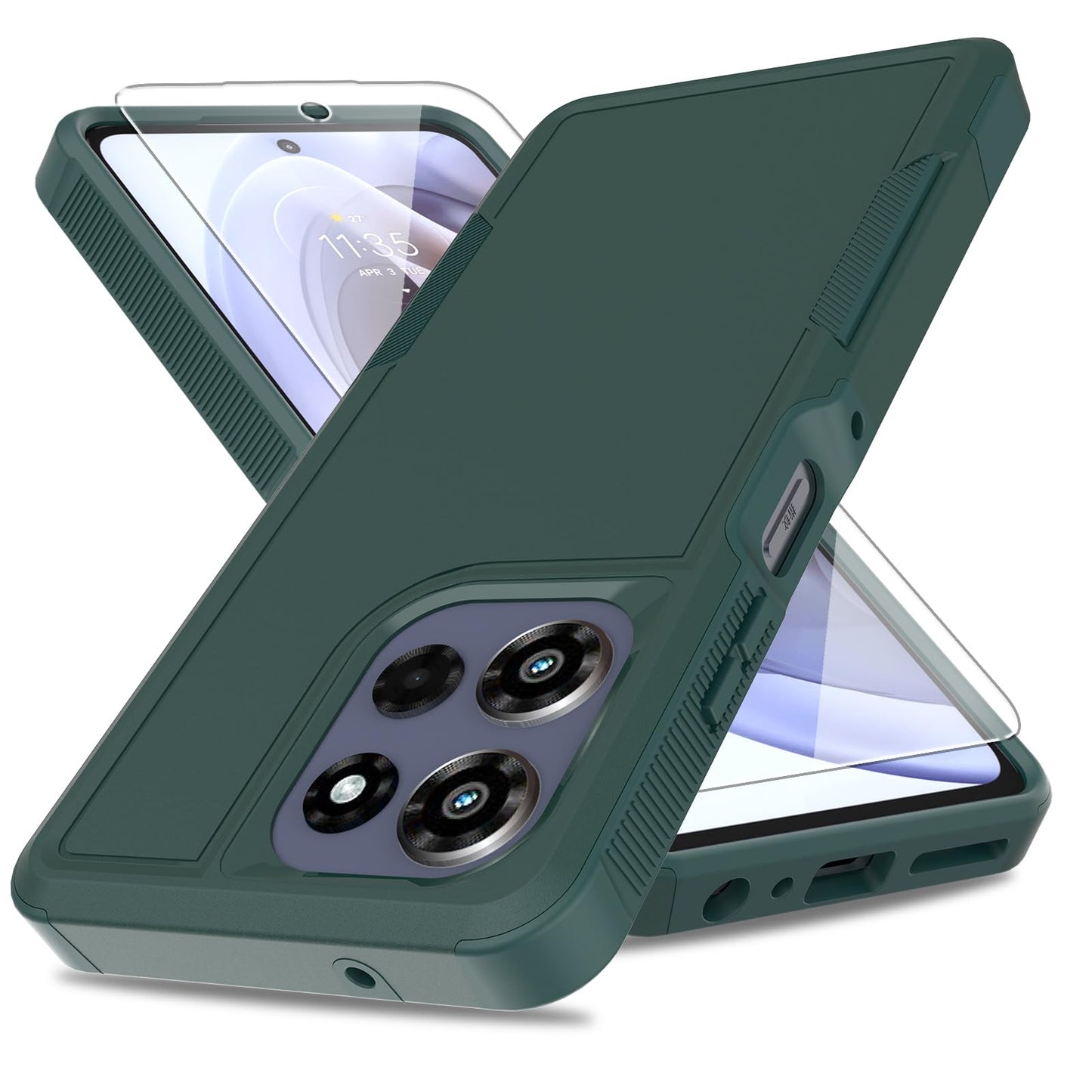 for Motorola Moto G Power 5G 2026 Case, Dual Layer Protective Heavy DutyNon-Slip [Military Grade 16ft.Drop Tested] with HD Screen Protector, Shockproof Rugged Phone Case (Dark Green)
