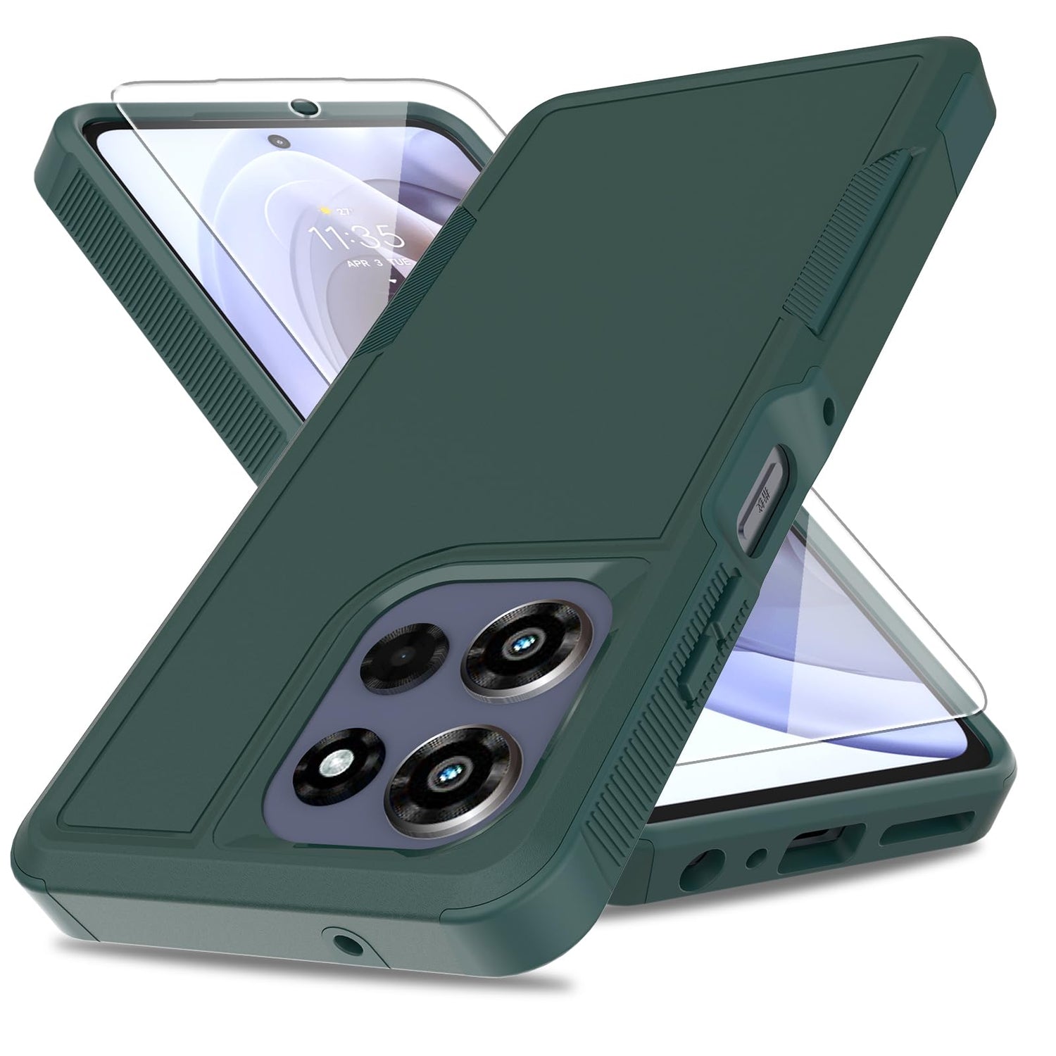 for Motorola Moto G Power 5G 2026 Case, Dual Layer Protective Heavy DutyNon-Slip [Military Grade 16ft.Drop Tested] with HD Screen Protector, Shockproof Rugged Phone Case (Dark Green)