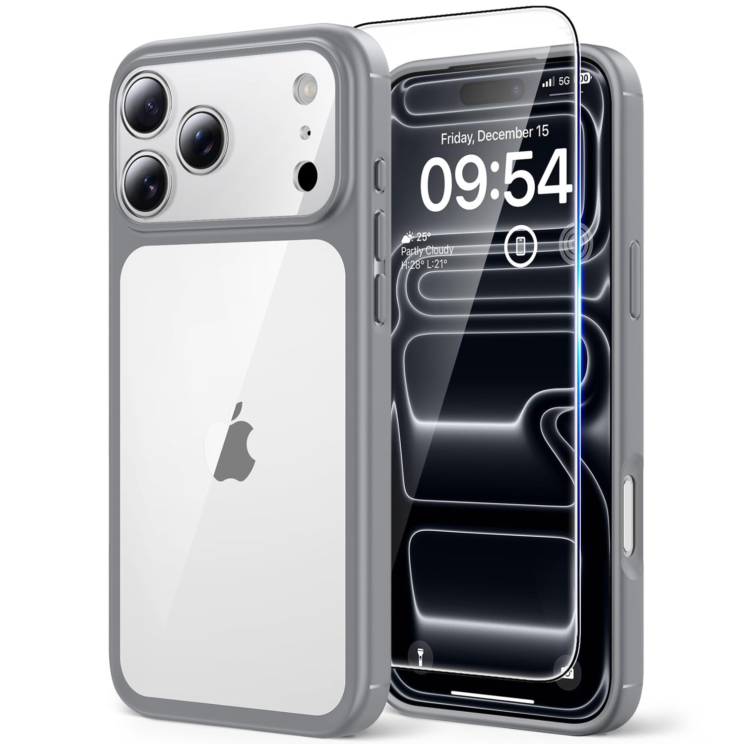 TAURI for iPhone 17 Case, Anti-Yellowing with Screen Protector, Military-Grade Protection Shockproof Slim Phone Case for iPhone 17, Clear