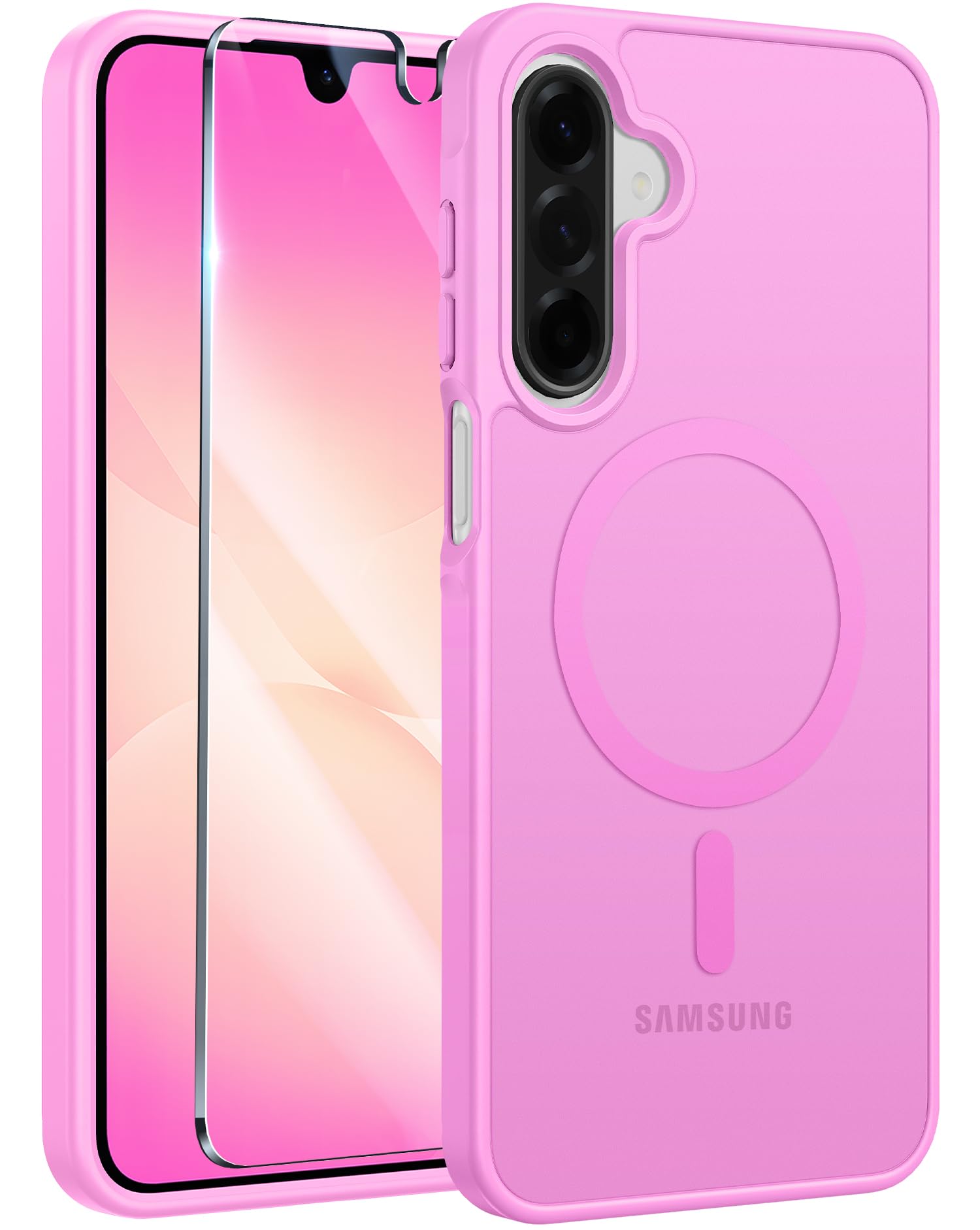 FNTCASE Samsung Galaxy A16-5G Case Cell Phone Cover Black | Magnetic, Matte Textured, Military Grade Drop Protection, Translucent, Slim, Rugged, Durable, Shockproof, Protective Bumper, 6.7 inches