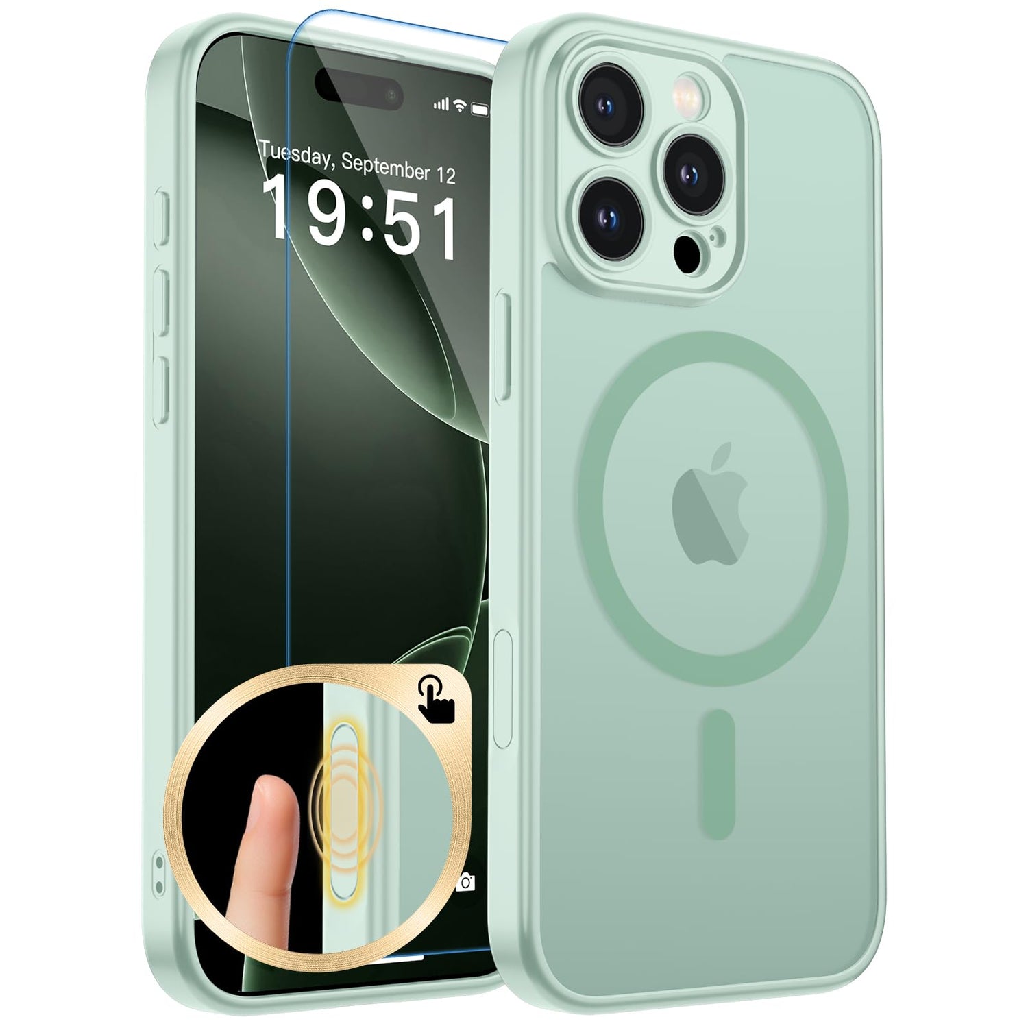 Magnetic for iPhone 17 Case, Upgraded [Camera Control Button] [Full Camera Protection] [with 1 Screen Protector] Translucent Matte Shockproof Protective Phone Cover, Mist Blue