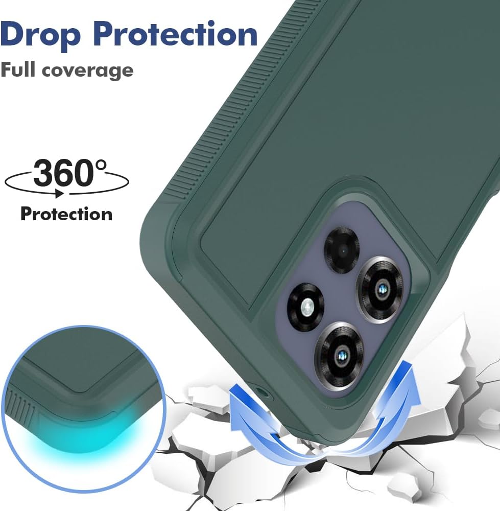 for Motorola Moto G Power 5G 2026 Case, Dual Layer Protective Heavy DutyNon-Slip [Military Grade 16ft.Drop Tested] with HD Screen Protector, Shockproof Rugged Phone Case (Dark Green)