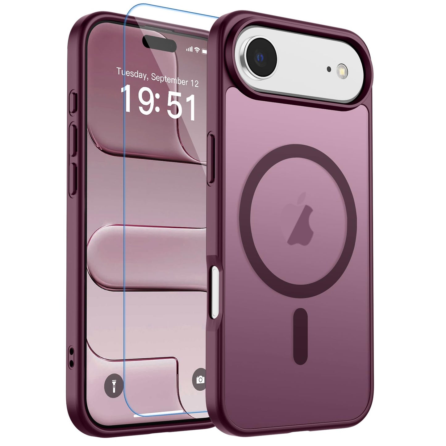 Magnetic for iPhone 17 Case, Upgraded [Camera Control Button] [Full Camera Protection] [with 1 Screen Protector] Translucent Matte Shockproof Protective Phone Cover, Mist Blue