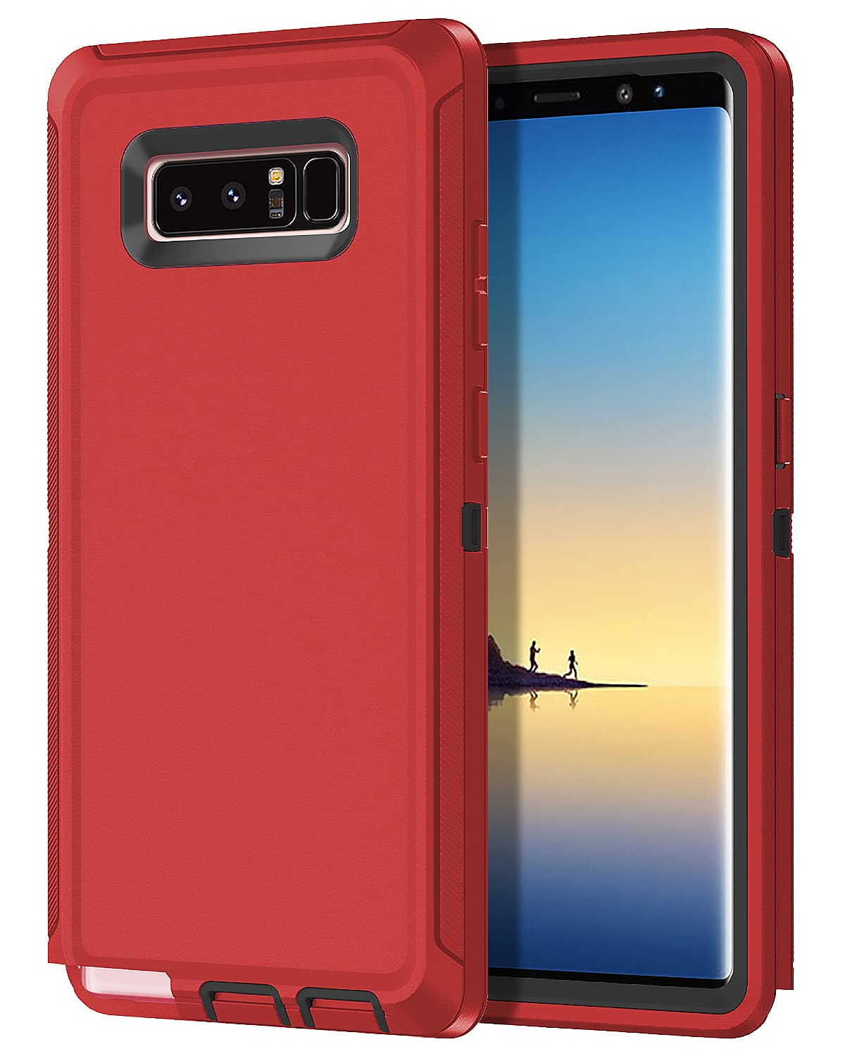 for Galaxy Note 8 Case Shockproof Dust/Drop Proof 3-Layer Full Body Protection [Without Screen Protector] Rugged Heavy Duty Cover Case for Samsung Galaxy Note 8,Purple/Pink