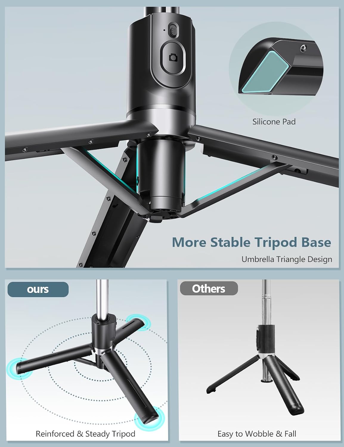 Selfie Stick Tripod with Light, 45'' Phone Tripod with Wireless Remote | Portable Travel Phone Tripod, Compatible with iPhone 16/15 Pro Max/15/14 Pro/14/13, Samsung S22/ S23 Ultra/Android Smartphone