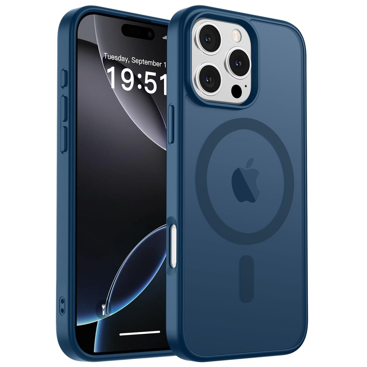 Magnetic for iPhone 17 Case, Upgraded [Camera Control Button] [Full Camera Protection] [with 1 Screen Protector] Translucent Matte Shockproof Protective Phone Cover, Mist Blue