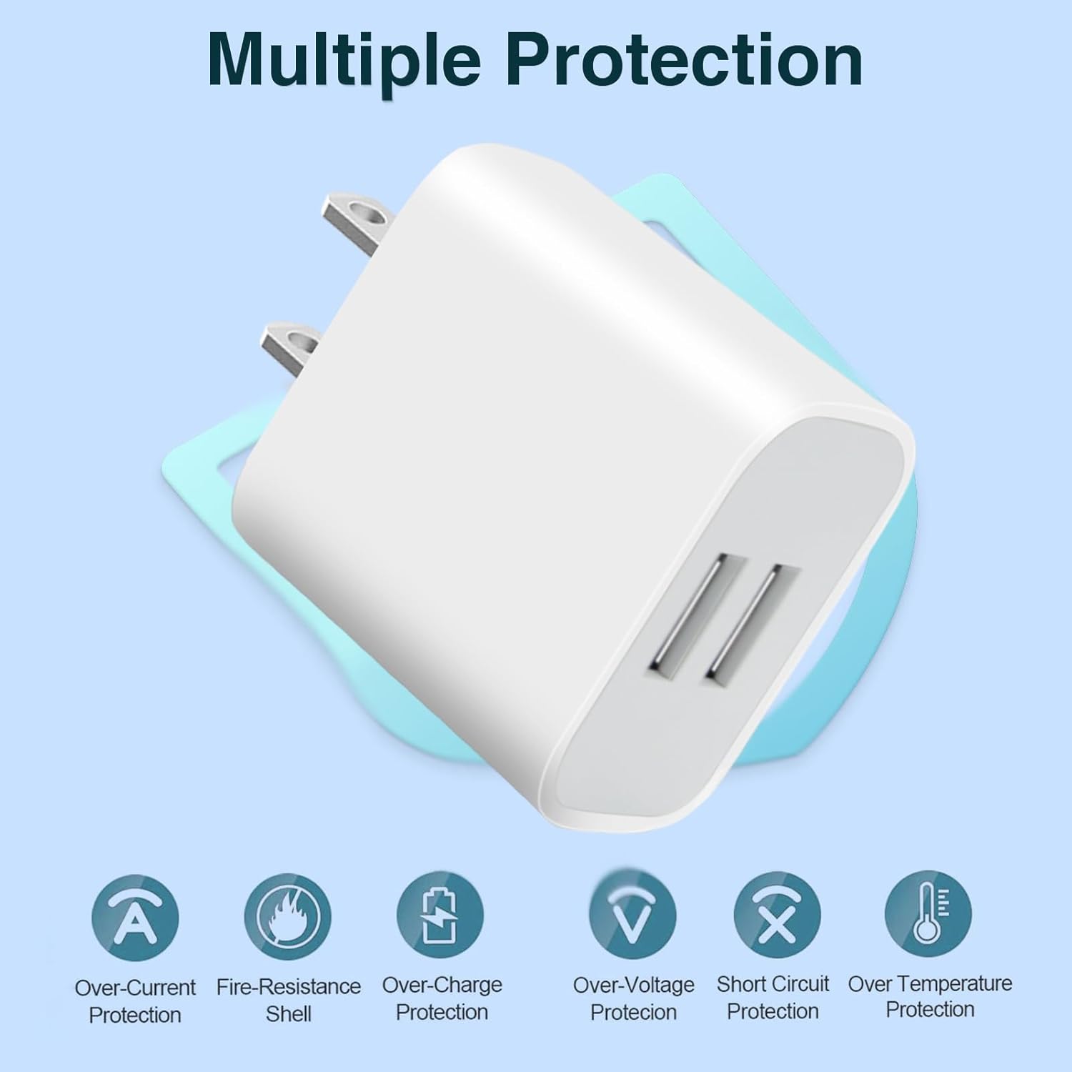 USB Wall Charger,4 Pack Dual Port Plug Adapter for Wall Outlet Charging Block, USB Power Adapter for iPhone 14/13/12/11 Pro/Pro Max, XS/XR/X,Galaxy, Pixel, Moto and Android Phones (White)