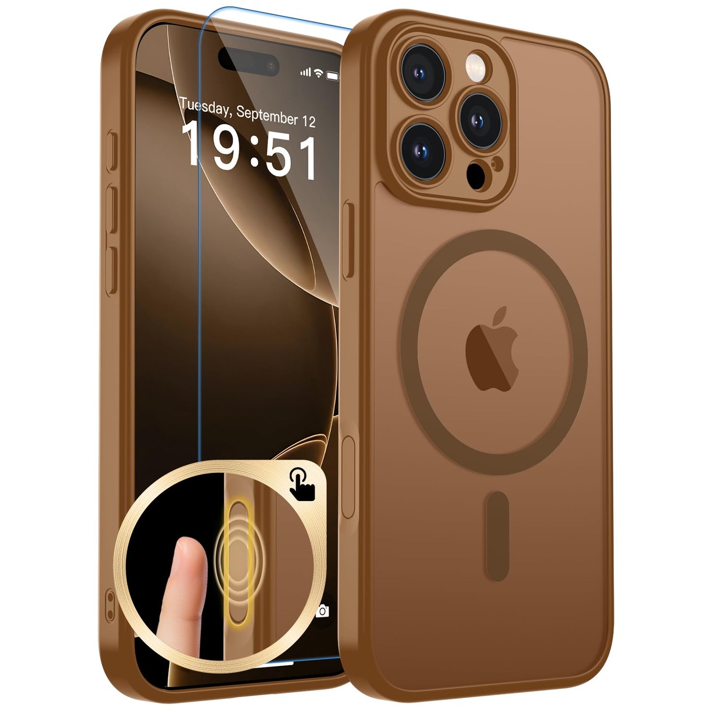 Magnetic for iPhone 17 Case, Upgraded [Camera Control Button] [Full Camera Protection] [with 1 Screen Protector] Translucent Matte Shockproof Protective Phone Cover, Mist Blue