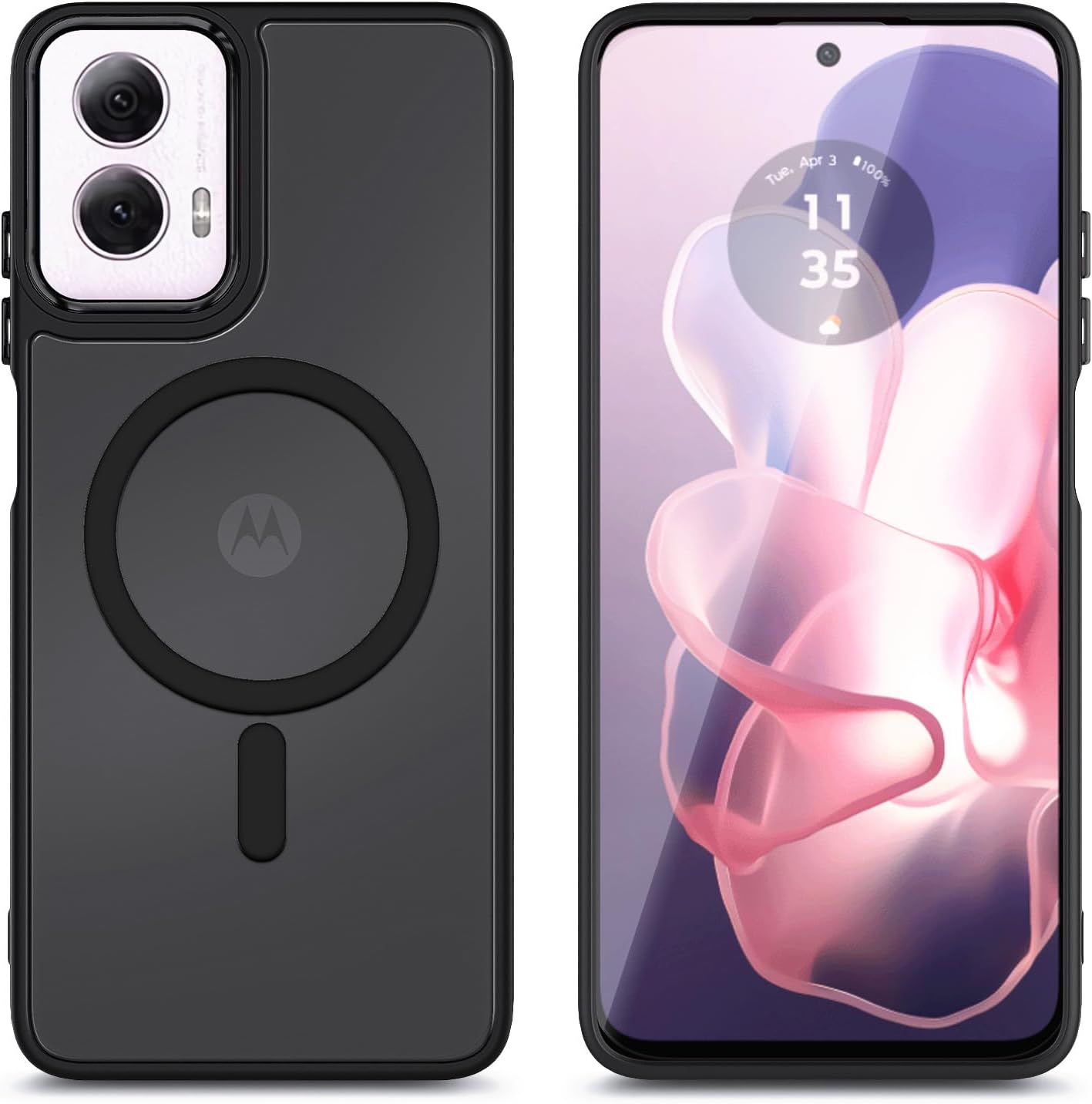 YZB Magnetic for Motorola Moto G Power-5G-2024 Case, Black | Compatible with MagSafe, Translucent Matte Scratch-Resistant Back, Military-Grade Protection Shockproof Slim Phone Cover