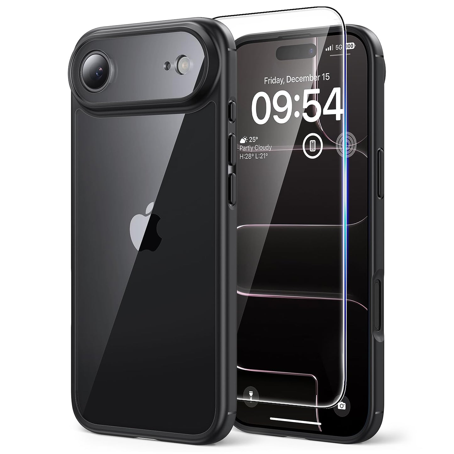 TAURI for iPhone 17 Case, Anti-Yellowing with Screen Protector, Military-Grade Protection Shockproof Slim Phone Case for iPhone 17, Clear