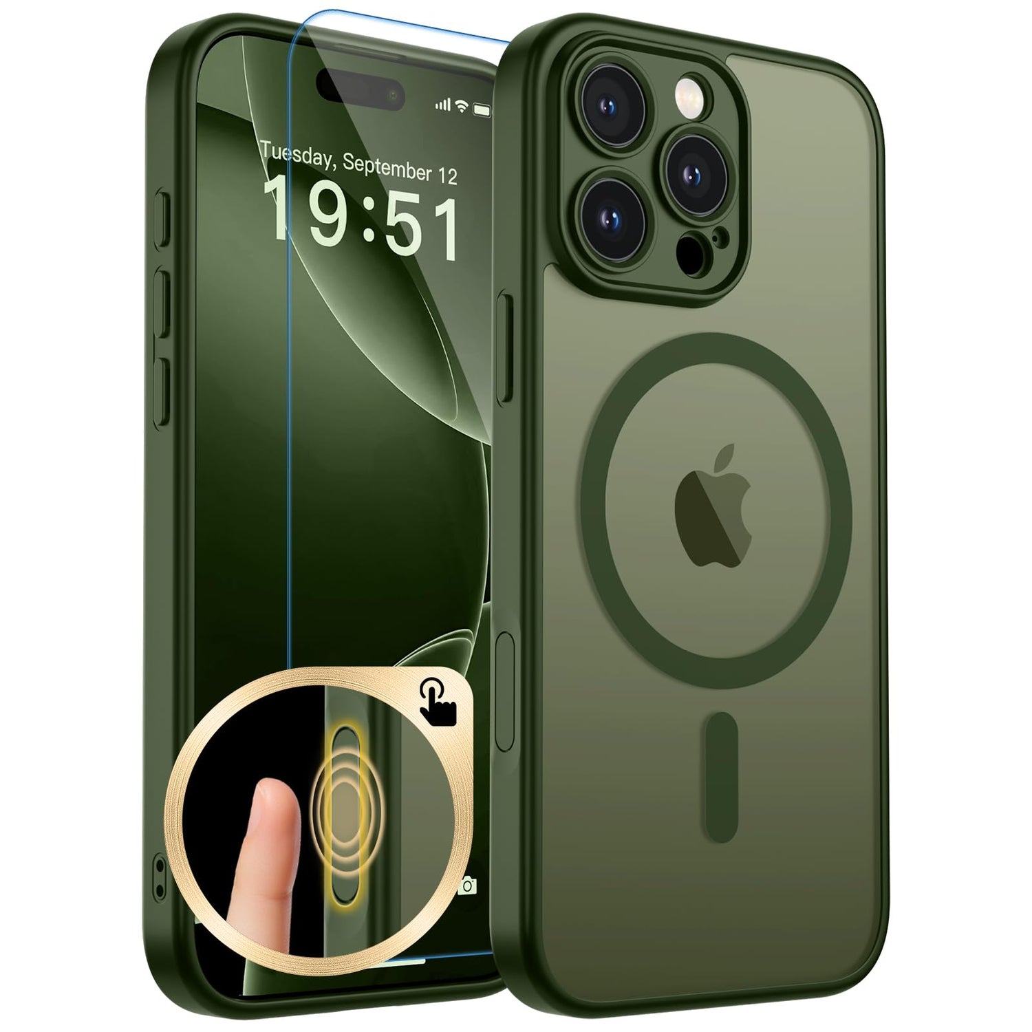 Magnetic for iPhone 17 Case, Upgraded [Camera Control Button] [Full Camera Protection] [with 1 Screen Protector] Translucent Matte Shockproof Protective Phone Cover, Mist Blue